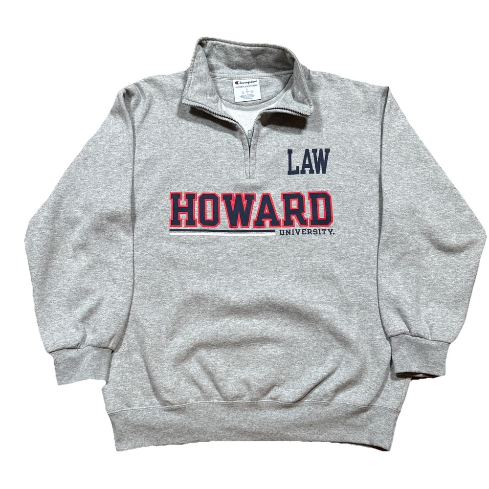 Vintage Men's L Howard University Law Gray Sweatshirt 1/4 Zip Champion